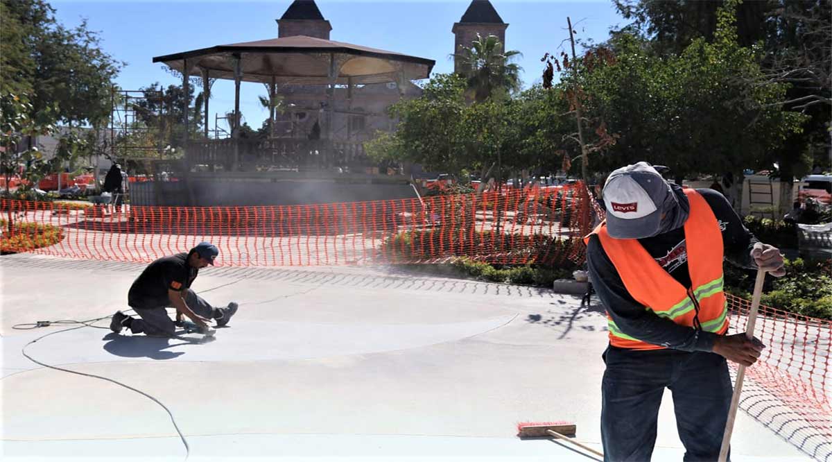 Presentan un avance del 90% las obras en el jardín Velasco