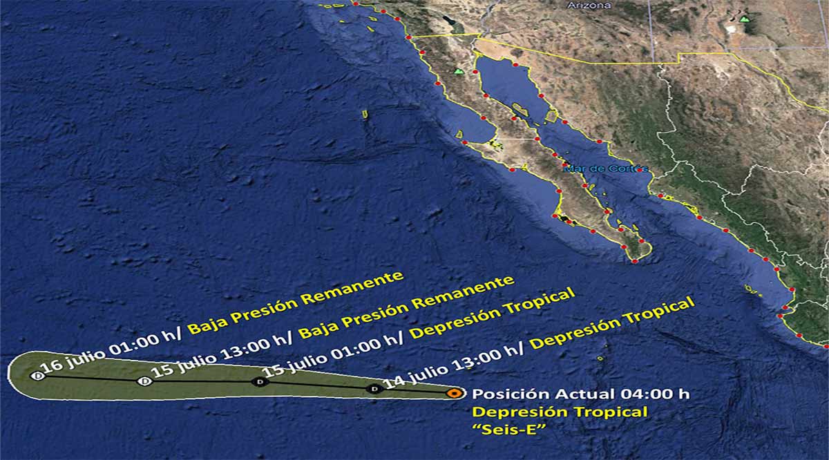 Se aleja la depresión tropical Seis-E