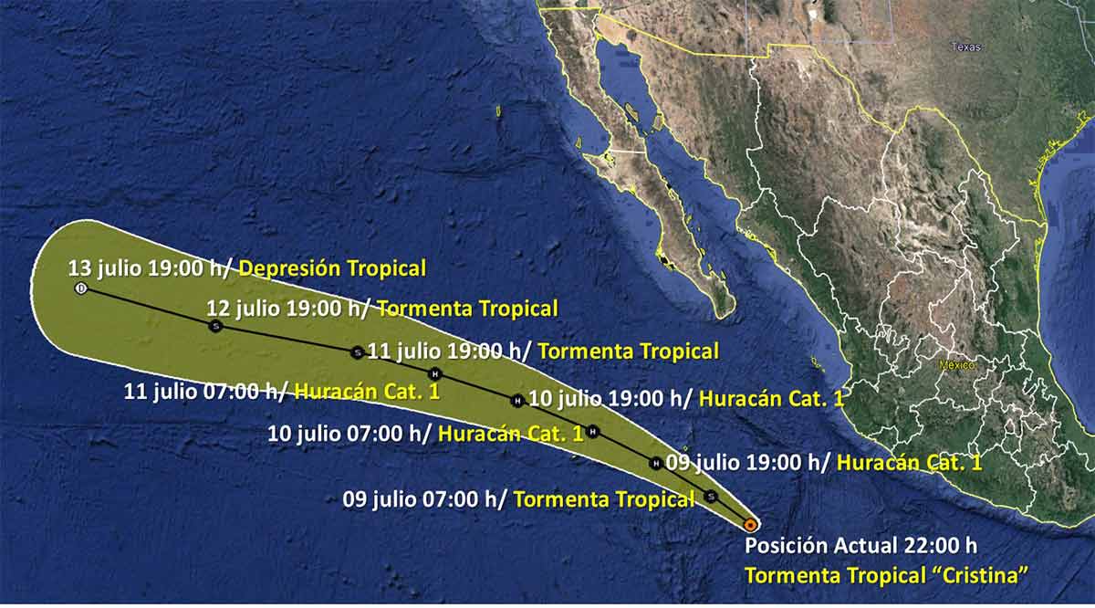 Toma fuerza “Cristina” y se convertirá en huracán categoría 1