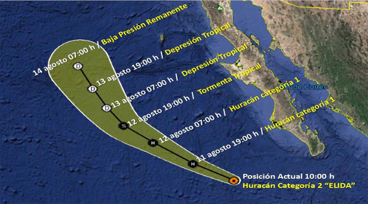 Se aleja “Elida” de BCS como huracán categoría 2