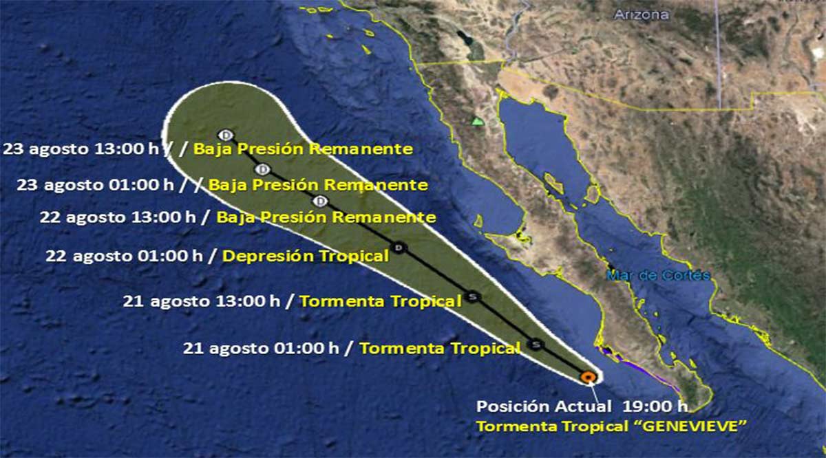 Avanza al norte de BCS la tormenta tropical “Genevieve”