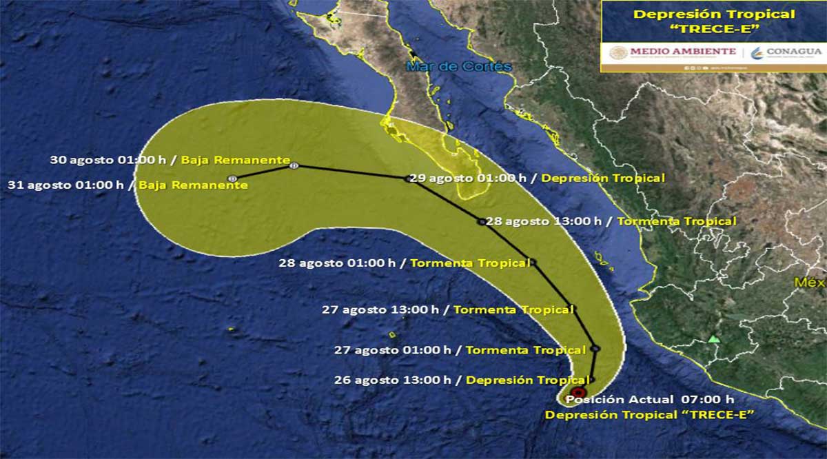 Depresión tropical “Trece-E” favorece lluvias en el occidente del país