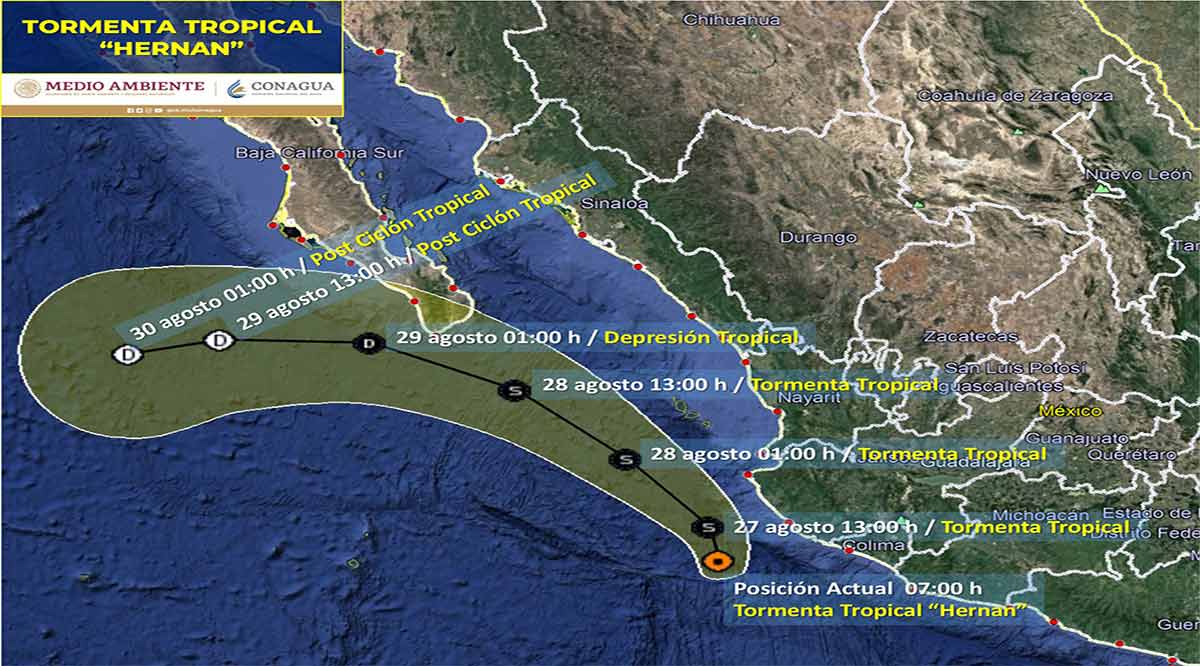 Sigue acercándose la tormenta tropical “Hernán” hacia BCS