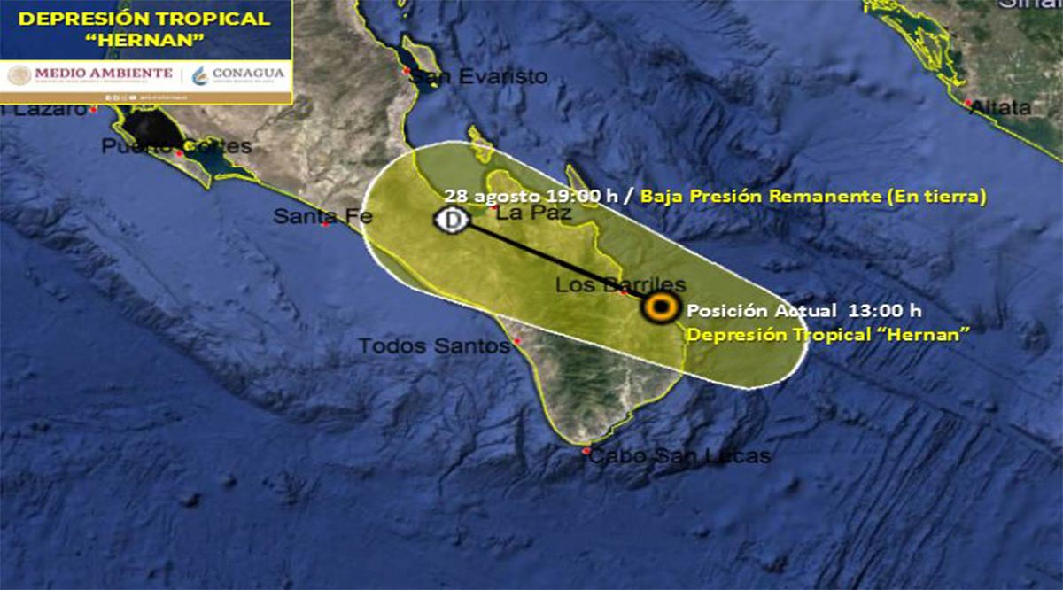 “Hernán” está a 20 km de Los Barriles como depresión tropical