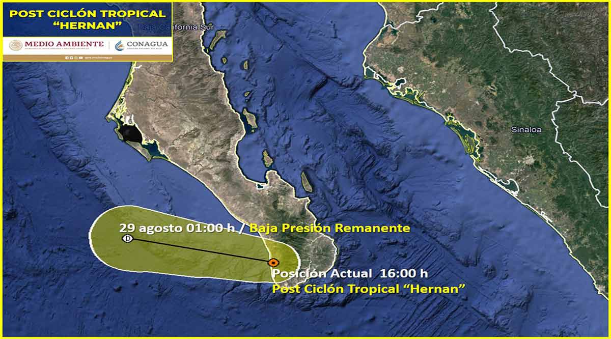 “Hernán” se encuentra como post ciclón tropical
