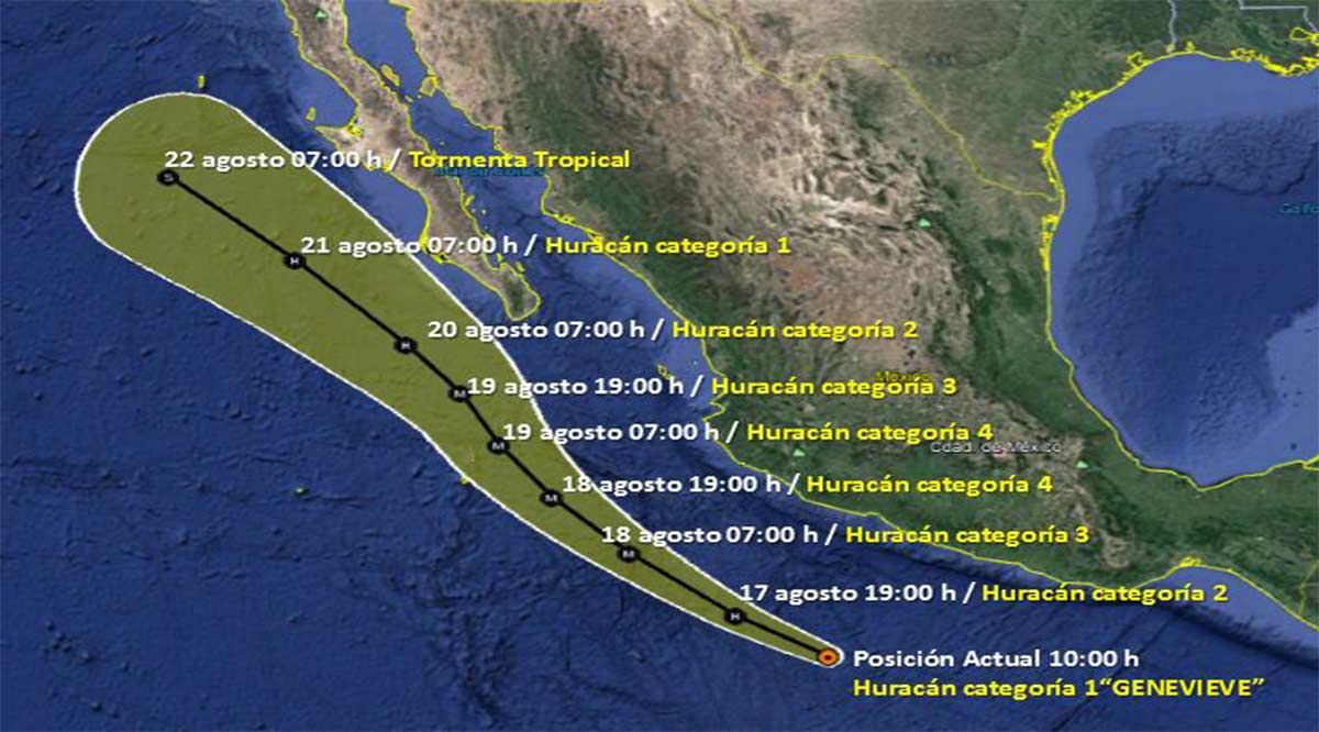 Se convierte “Genevieve” en huracán 1