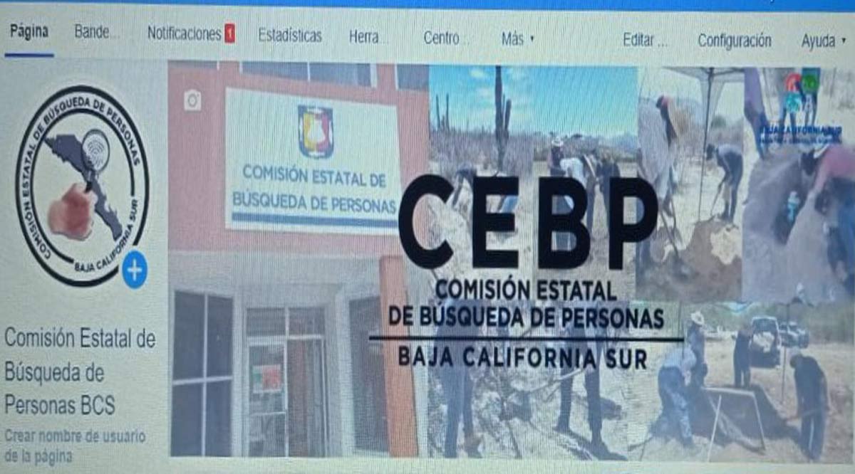 Cuenta Comisión Estatal de Búsqueda de Personas de BCS con página oficial