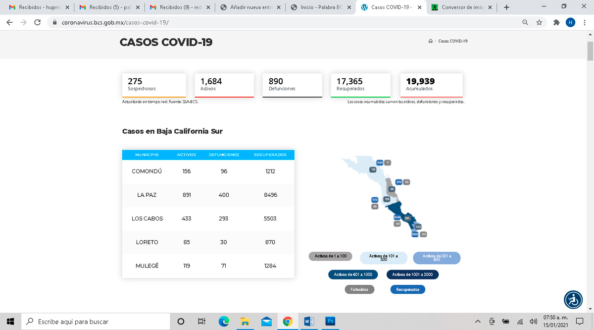 Registra La Paz los 400 muertos por Covid-19