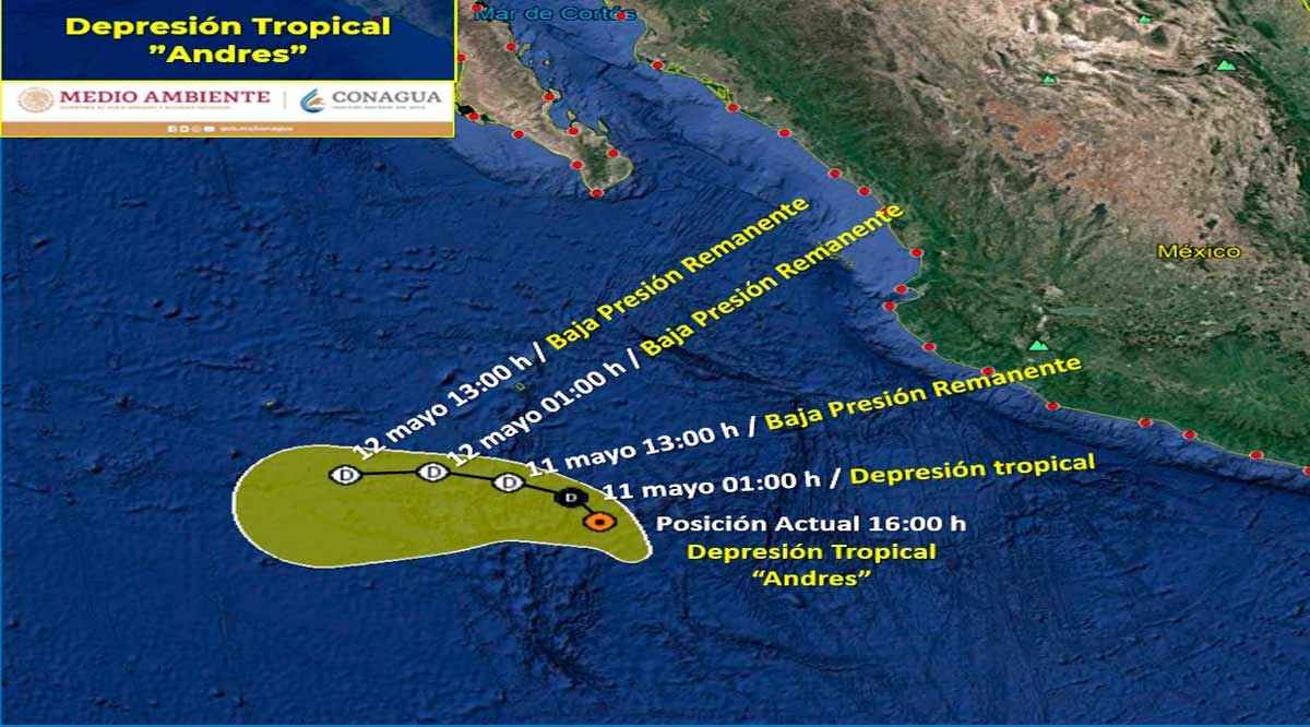 Se degrada “Andrés” a depresión tropical