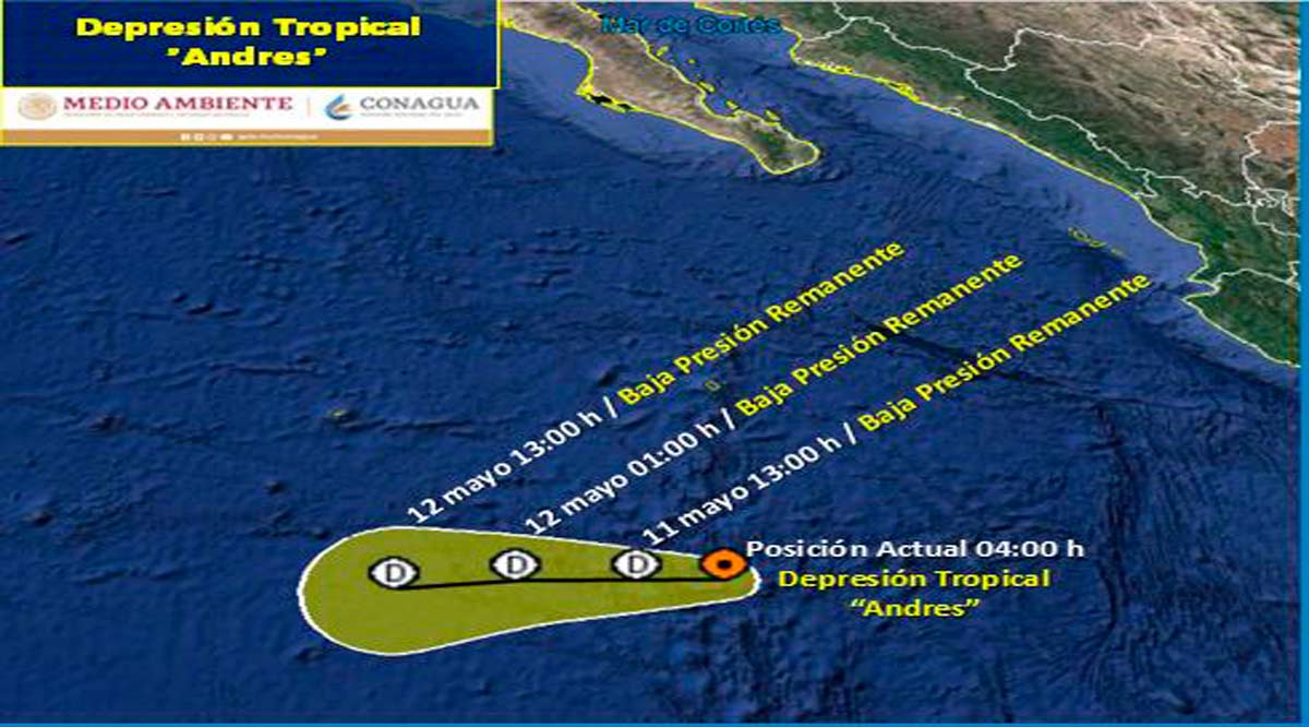 Se aleja la depresión tropical “Andrés” Se aleja la depresión tropical “Andrés”