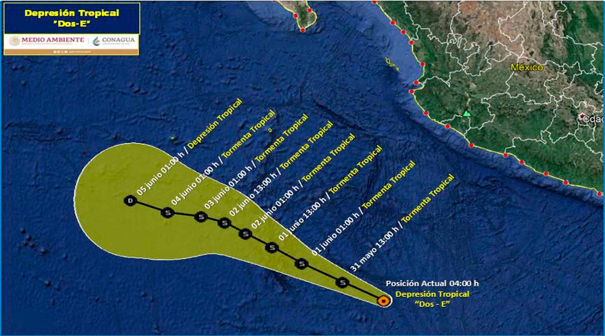 Pasará depresión tropical 2-E a tormenta tropical