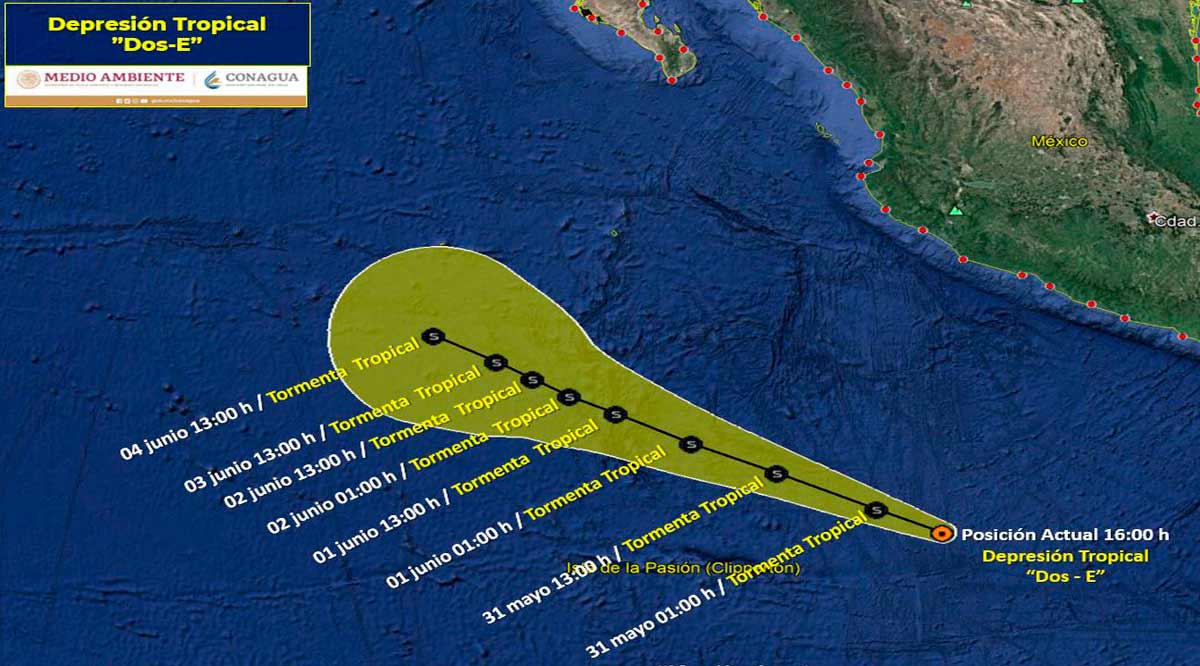 Se formó la depresión tropical 2-E