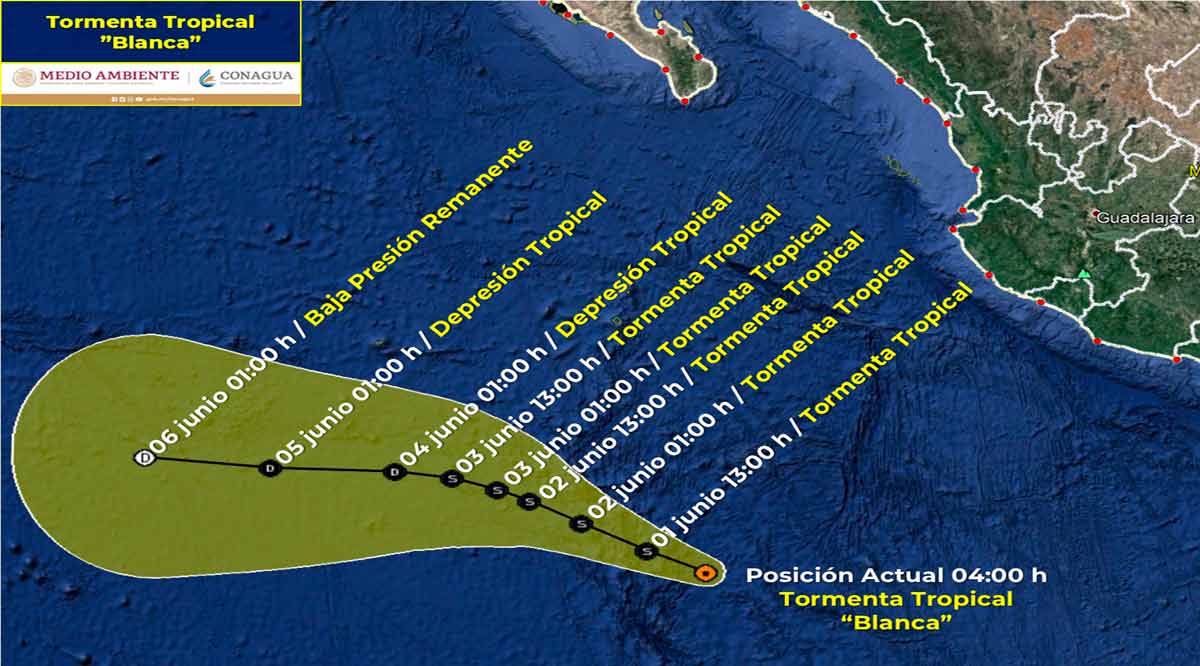 Se ubica la tormenta tropical “Blanca” a 965 km de CSL