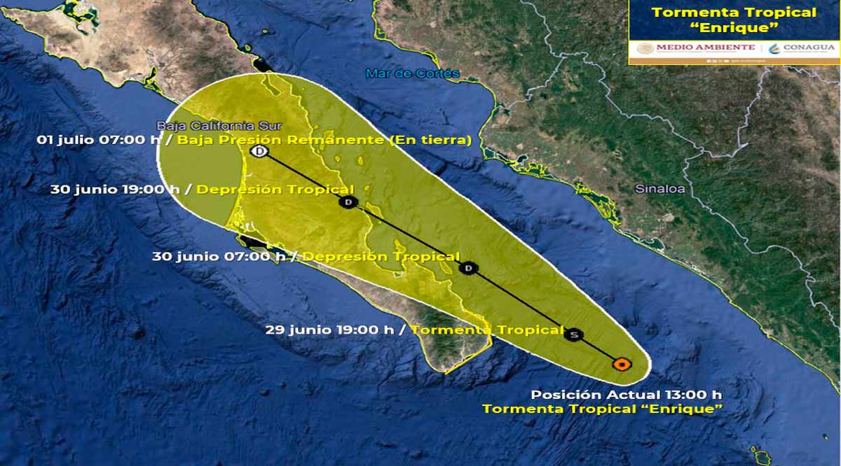 Se desplaza hacia BCS poco organizada la tormenta tropical “Enrique”