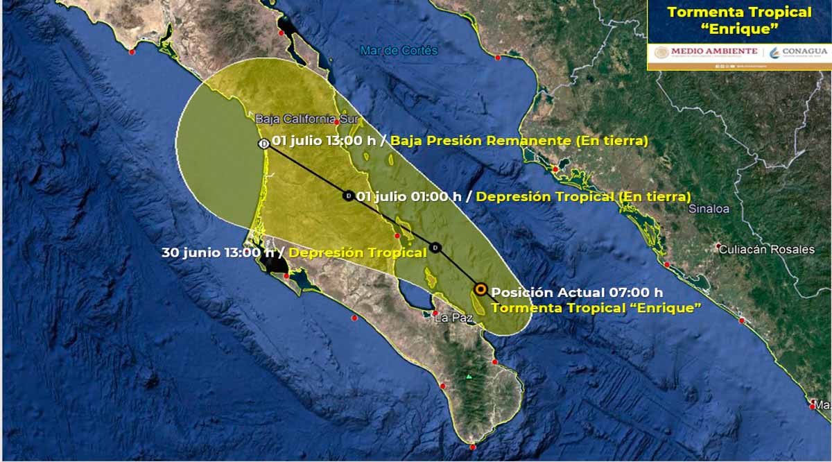 Se ubica la tormenta tropical “Enrique” a 55 km de La Paz