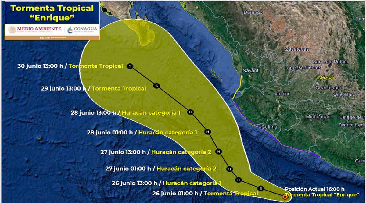 Mantiene su avance la tormenta tropical “Enrique” Mantiene su avance la tormenta tropical “Enrique”