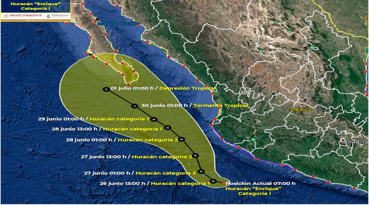 Continúa intensificándose el huracán “Enrique” categoría 1
