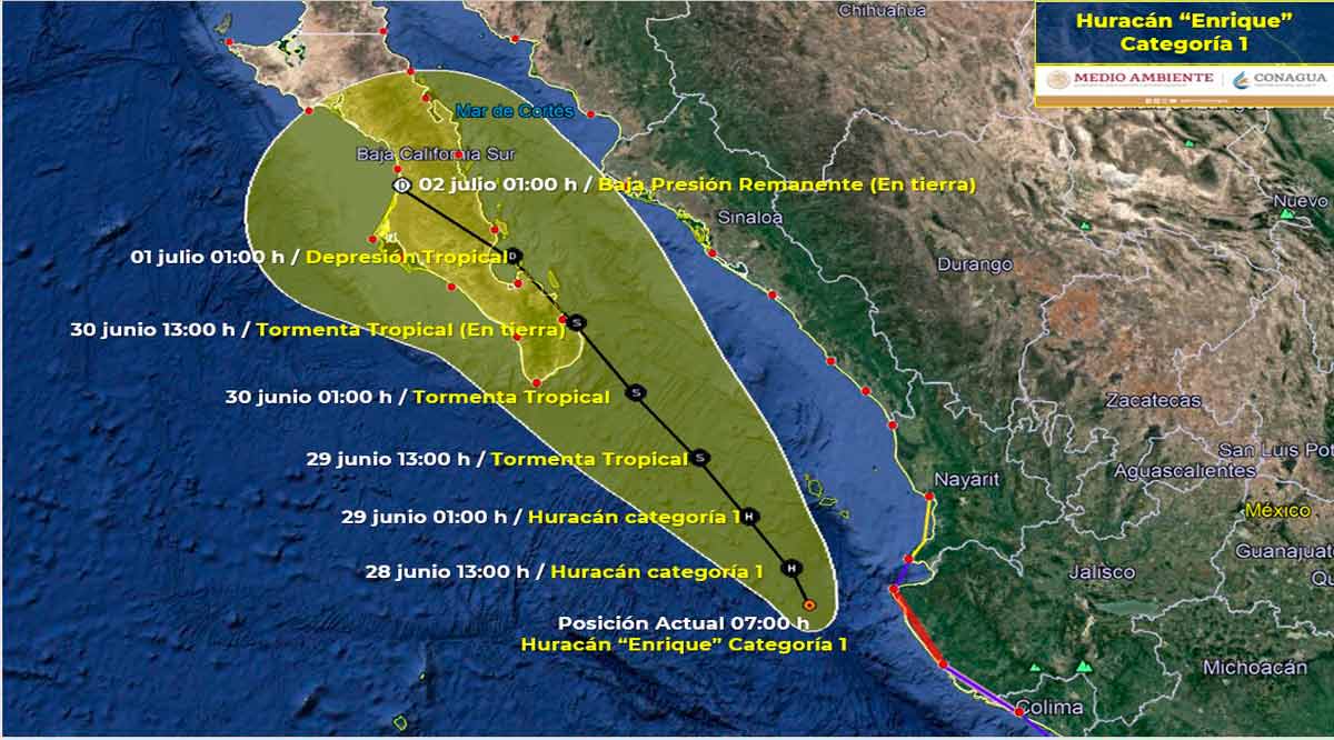 Ocasionaría el huracán “Enrique” olas de 2 a 4 metros en BCS