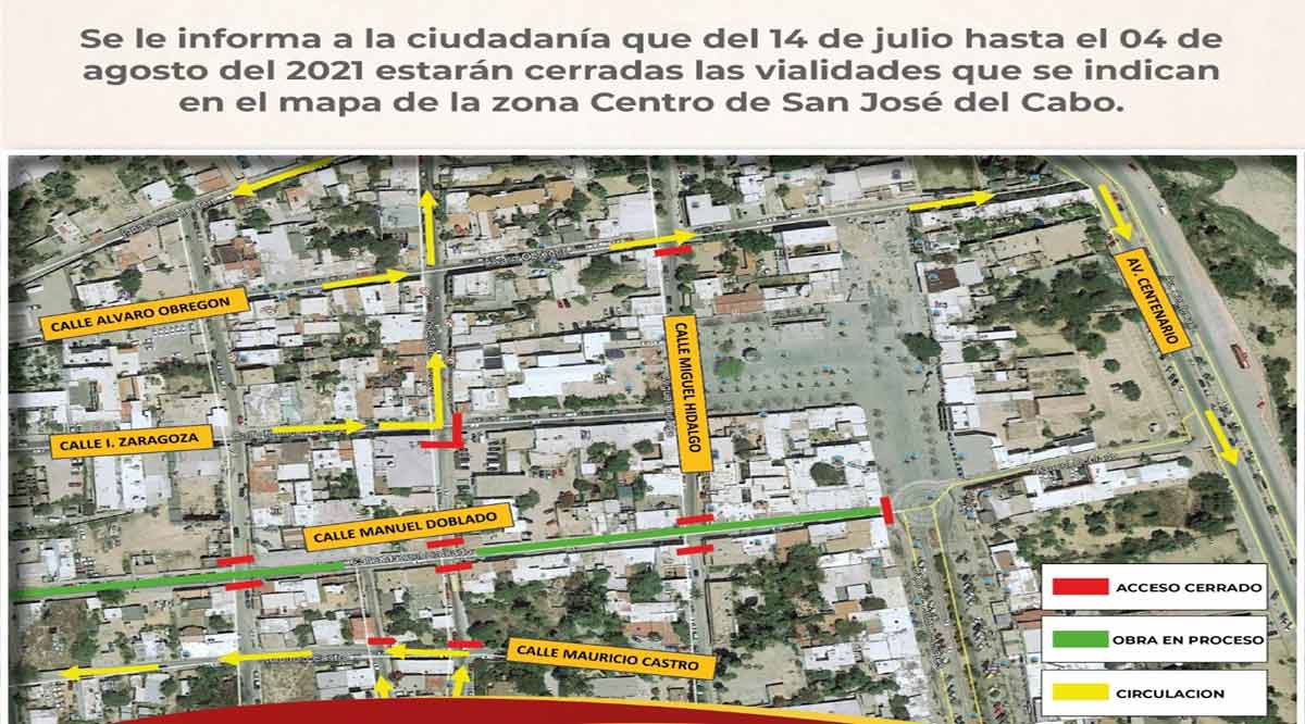 Cerrarán por 22 días las calles Ignacio Zaragoza y Miguel Hidalgo en SJC