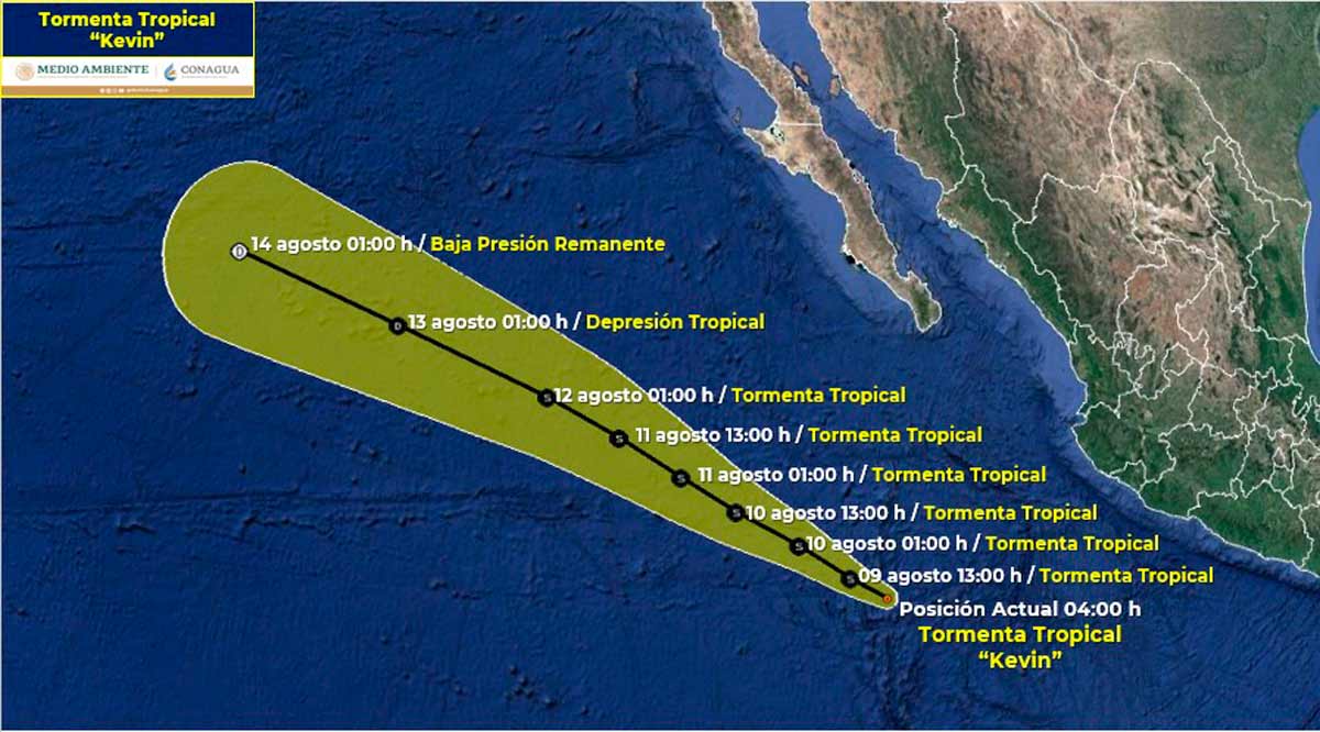 Se ubica “Kevin” a 740 km de CSL