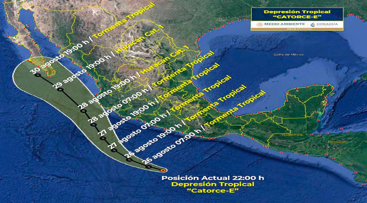 Pronostican que depresión tropical “Catorce-E” llegará como huracán a BCS