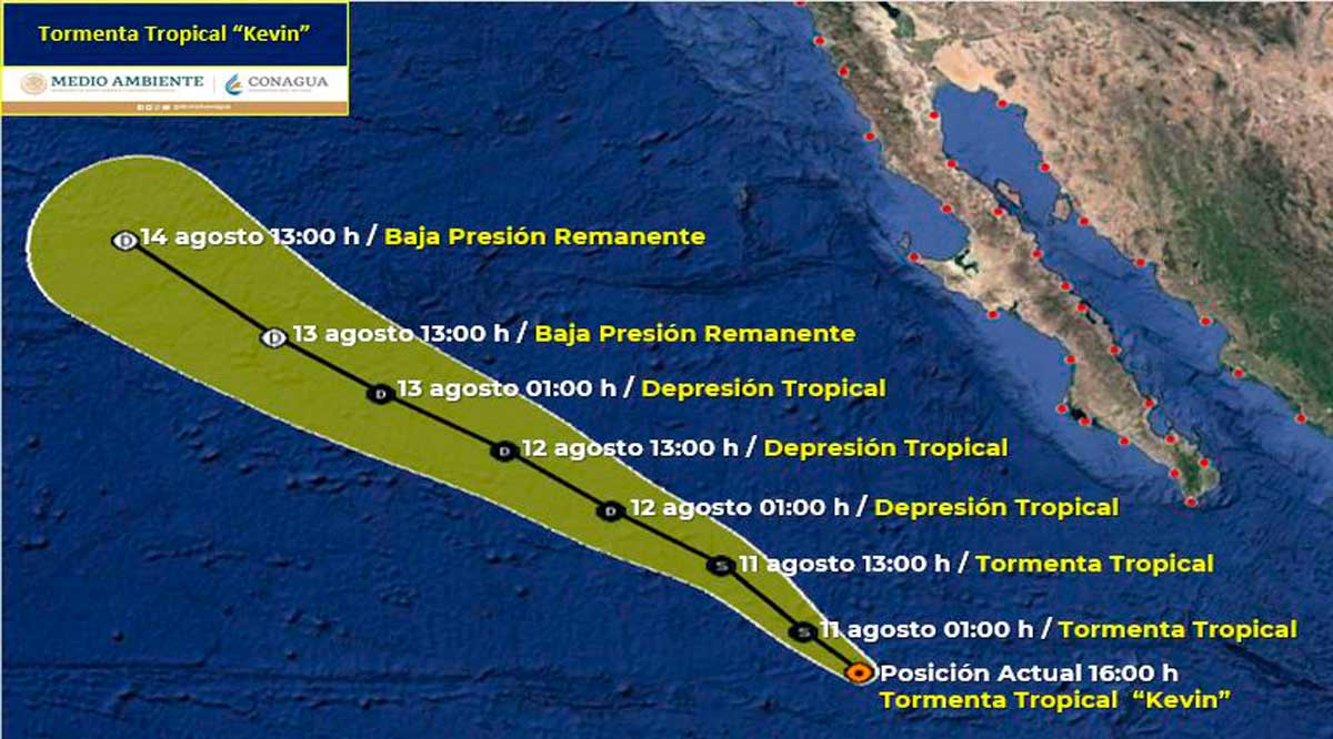 Se aleja “Kevin” a 720 km de CSL Se aleja “Kevin” a 720 km de CSL