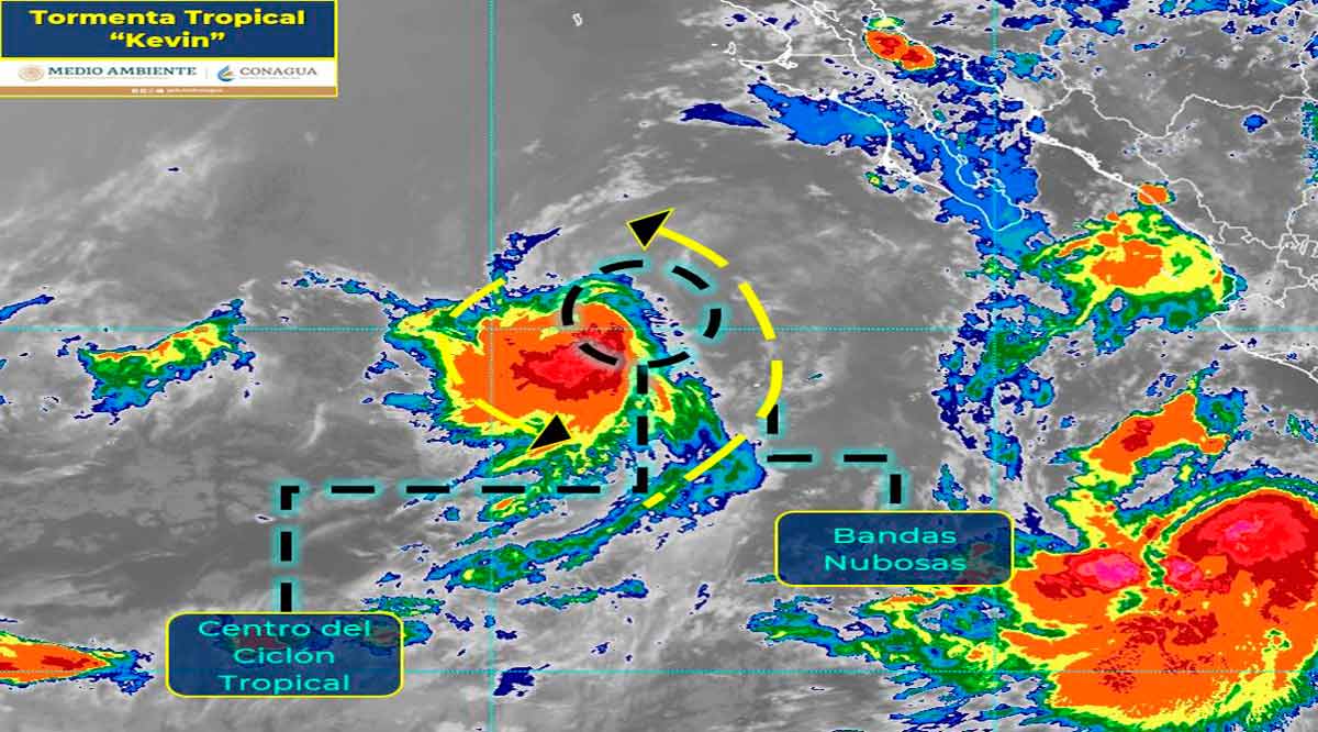 Todavía como tormenta tropical “Kevin” se ubica a 740 km de CSL