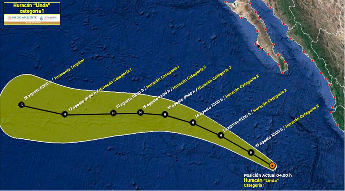 Ubican al huracán “Linda” a 725 km al sur de CSL