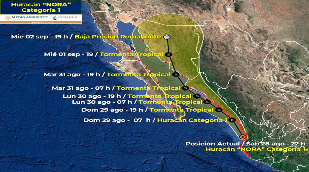 Se localiza el huracán “Nora” frente a Nayarit