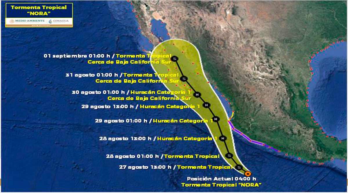 Sigue fortaleciéndose la tormenta tropical “Nora” rumbo a BCS