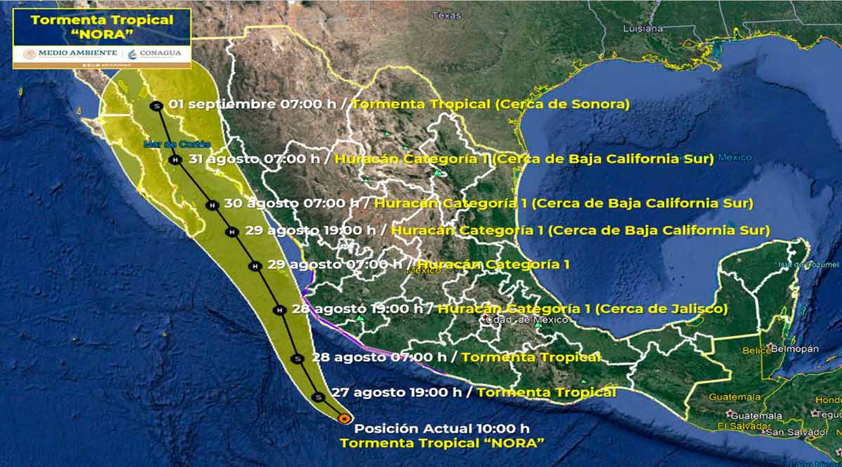 Incierta trayectoria de la tormenta tropical “Nora”