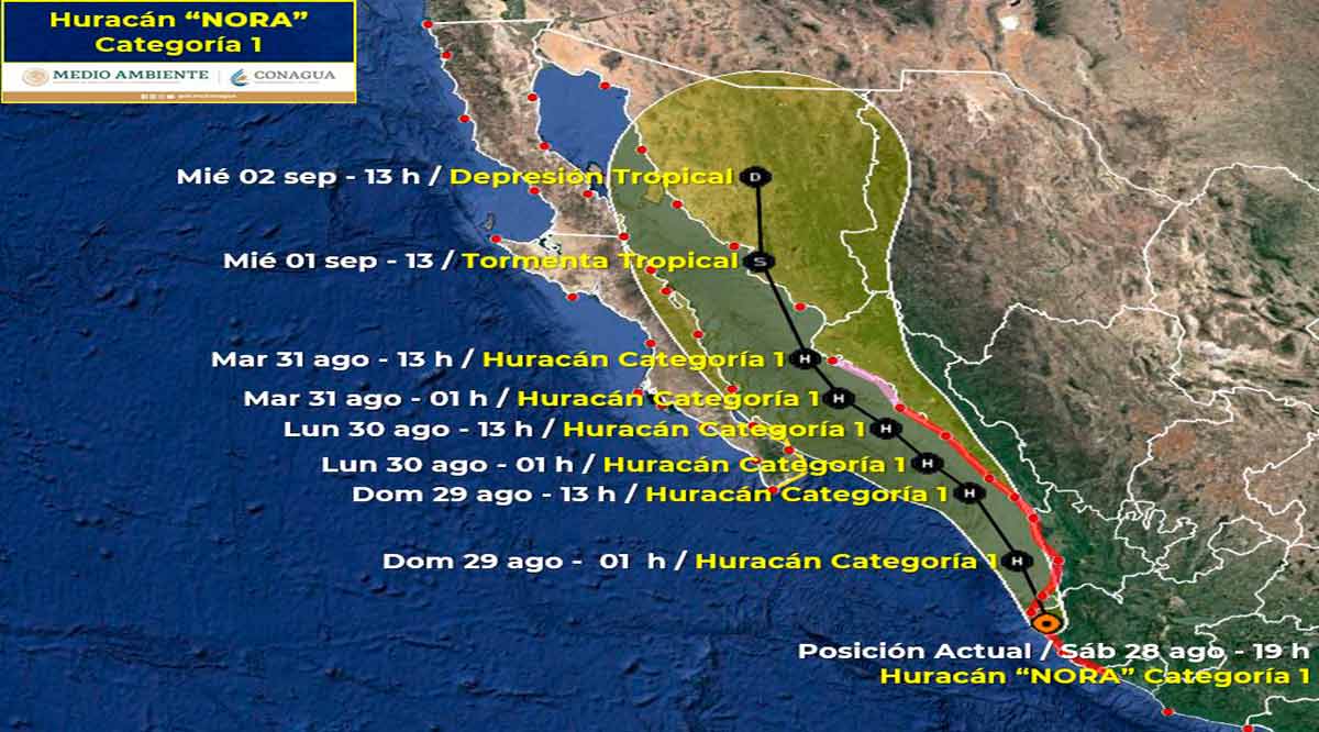 El huracán “Nora” afecta a entidades del noroeste del país y se acerca a BCS