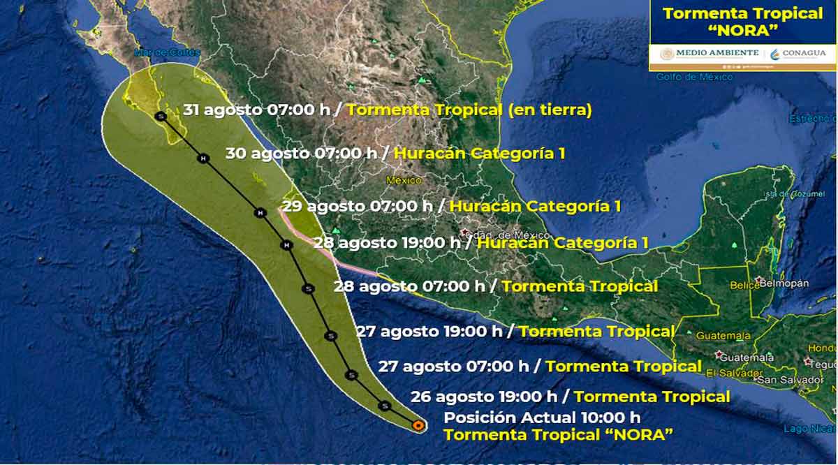 Convertida en tormenta tropical “Nora” sigue su ascenso