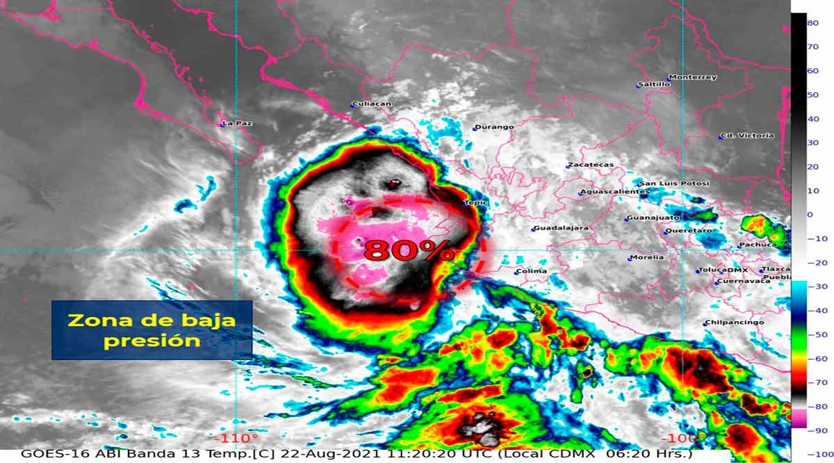 Se integró zona de baja presión con 80% de probabilidad para desarrollo ciclónico