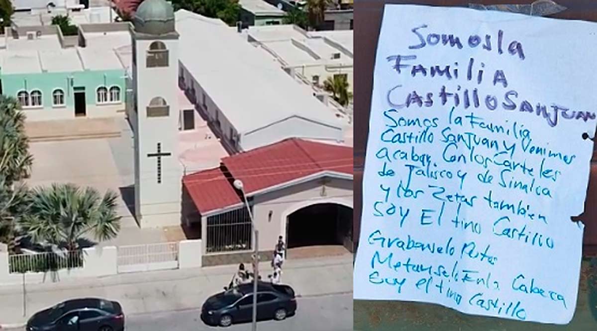 Pegan supuesto narco recado en casa parroquial de Nuestra Señora del Auxilio