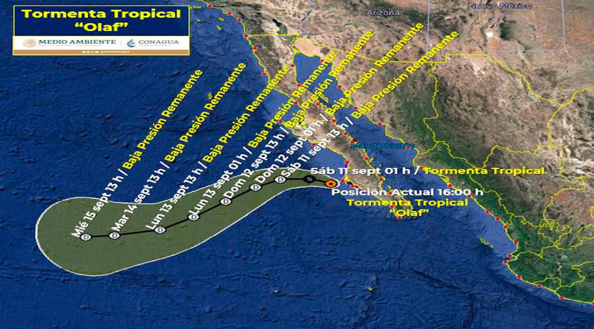 Empieza a retirarse de BCS la tormenta tropical “Olaf”