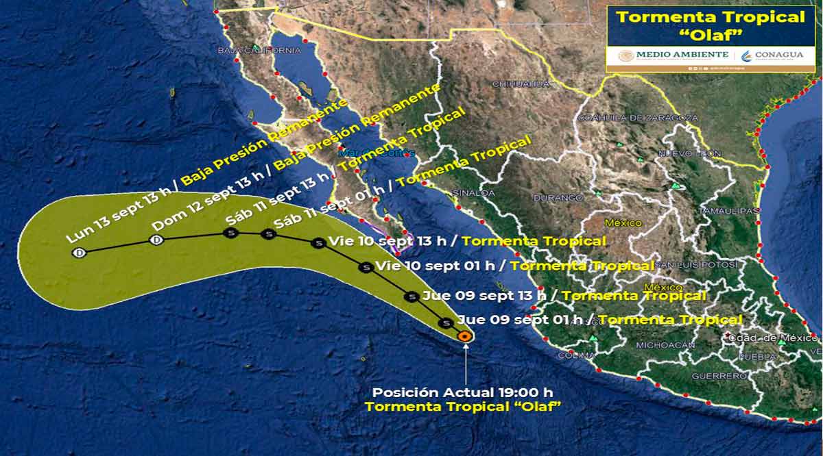 Se acerca a 425 km de CSL la tormenta tropical “Olaf”