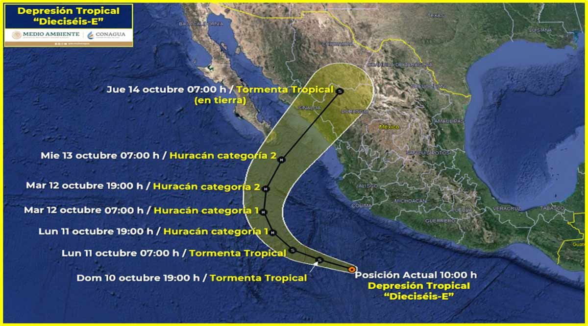 Se forma la depresión tropical 16-E