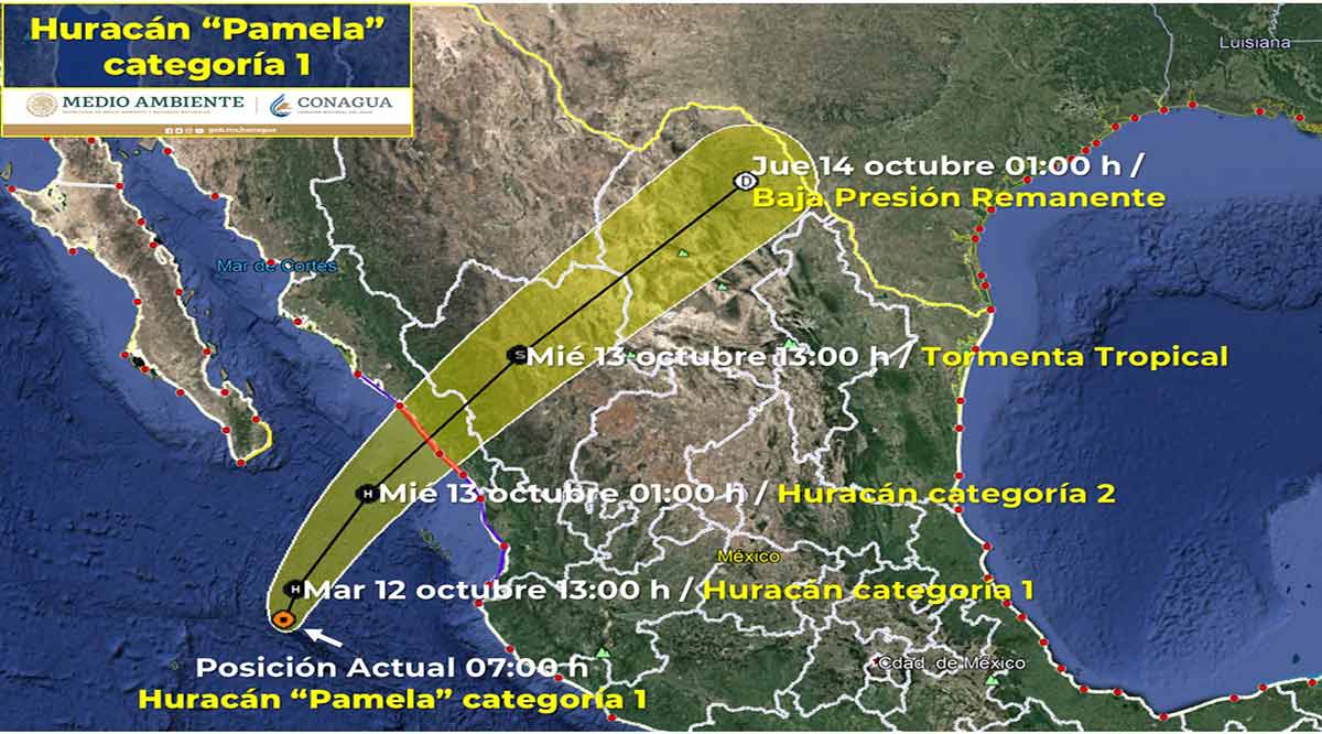 Se ubica el huracán “Pamela” categoría 1 a 345 km de CSL