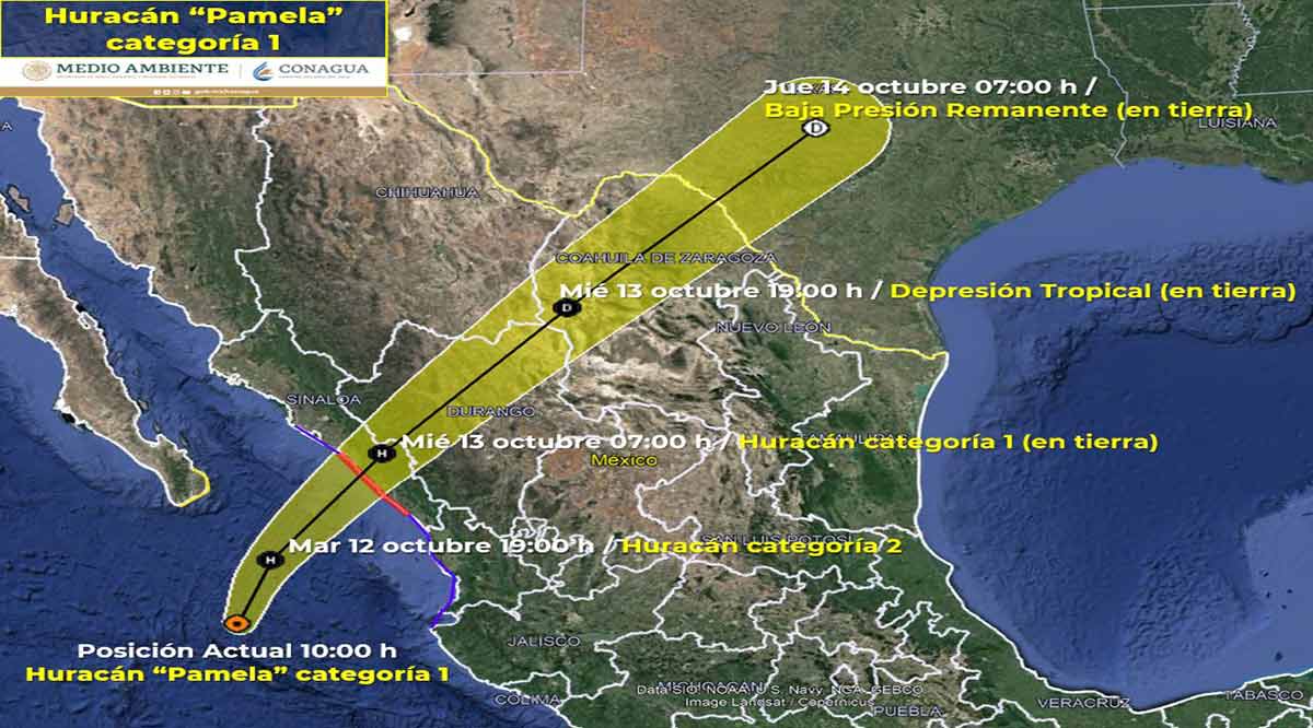 Está a 295 km de CSL el huracán “Pamela”