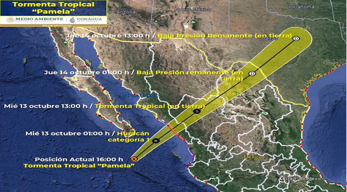 Se ubica “Pamela” a 220 km de CSL como tormenta tropical