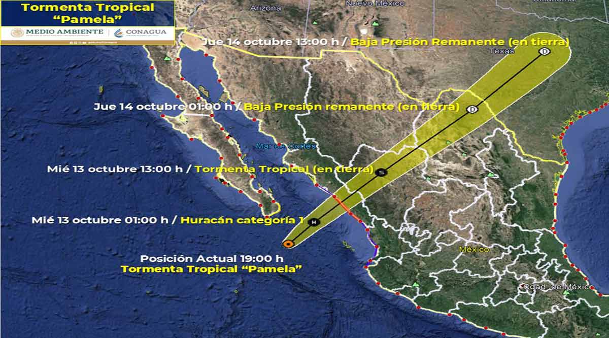 Se ubica la tormenta tropical “Pamela” a 185 km de CSL