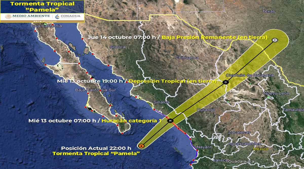 Se ubica la tormenta tropical “Pamela” a 165 km de CSL