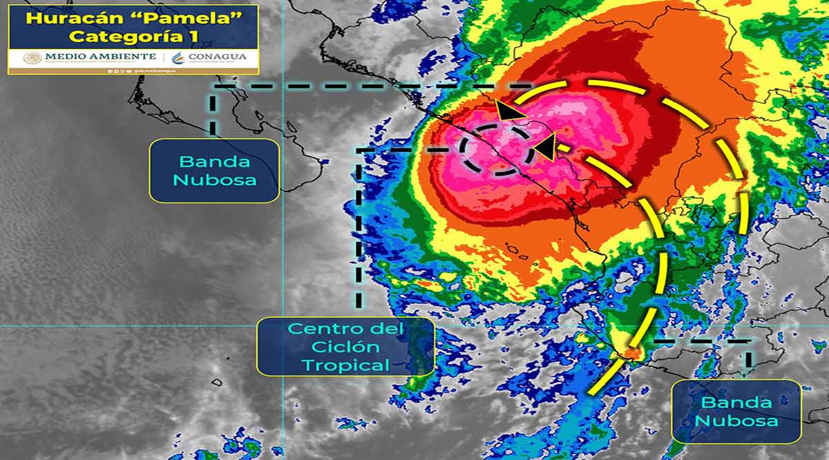 Tocó tierra el huracán “Pamela” en San Ignacio, Sinaloa
