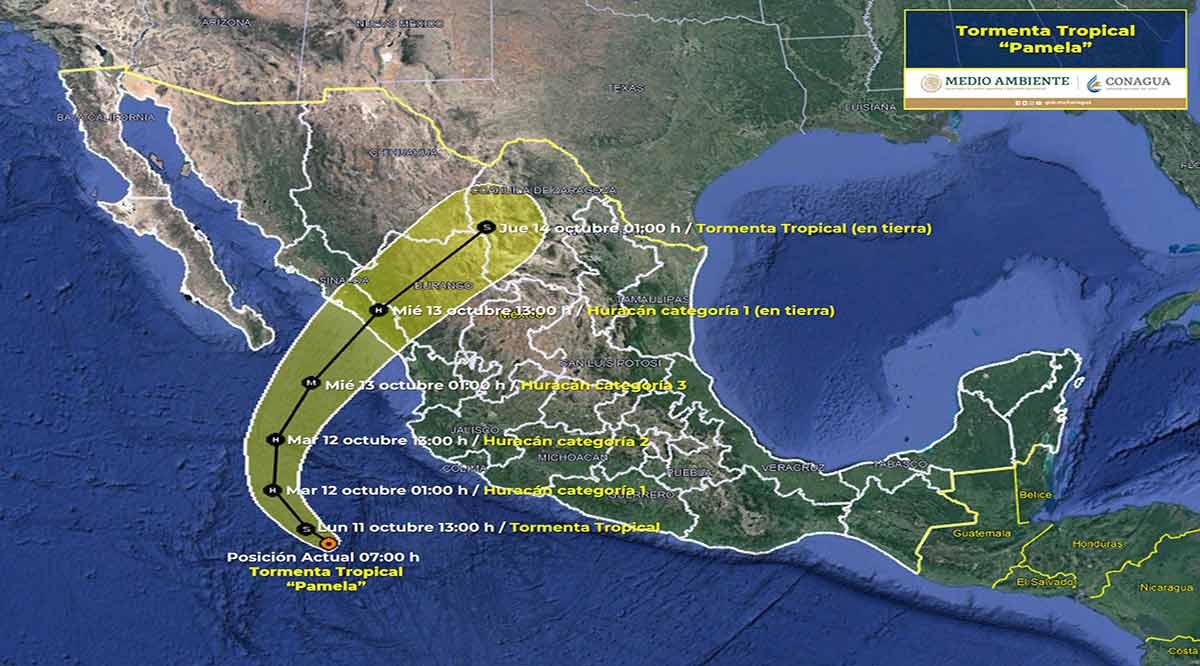 “Pamela” se ubica al suroeste de las costas de Jalisco