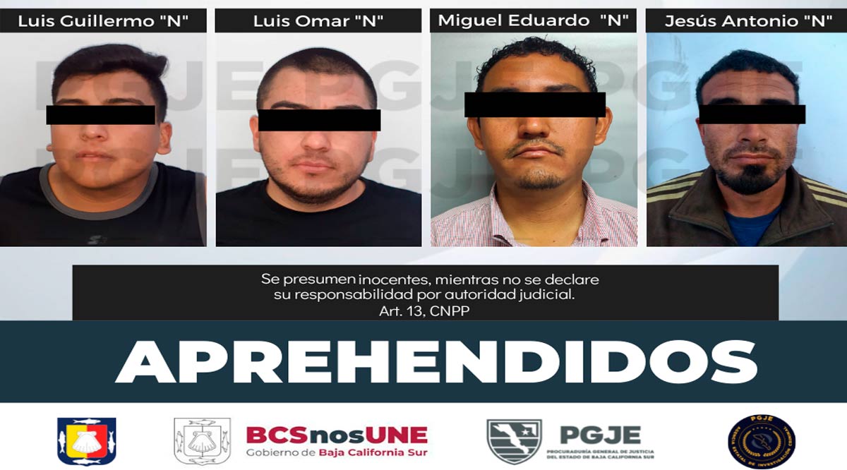 Aprehenden a 4 sujetos responsables de delitos en BCS