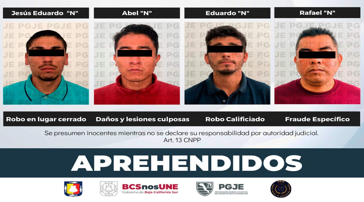 Aseguran a 5 personas por la comisión de diversos delitos