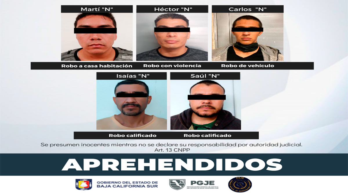 Detenidos 5 sujetos por robo en BCS