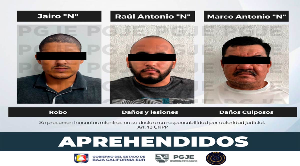 Aprehenden a 3 sujetos buscados por la justicia en Los Cabos