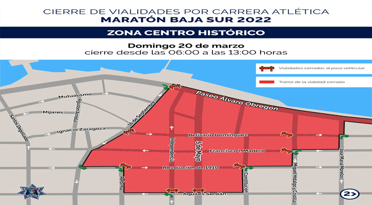 Cerrarán céntricas vialidades de La Paz por el Maratón Baja Sur 2022